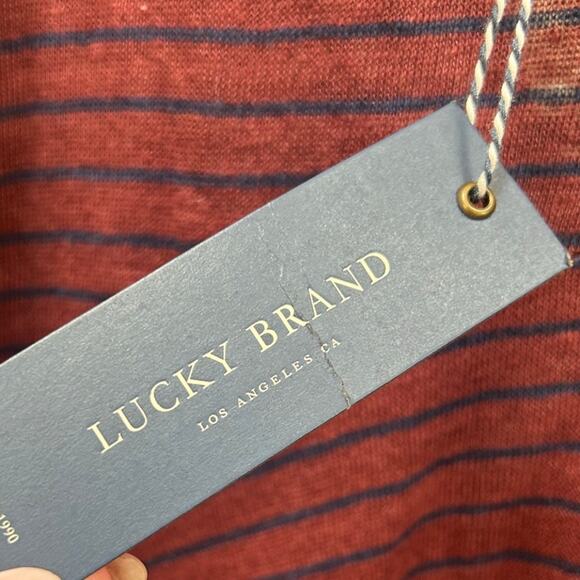 Lucky Brand Linen Striped Burgundy Top size X S NWT - Picture 5 of 9